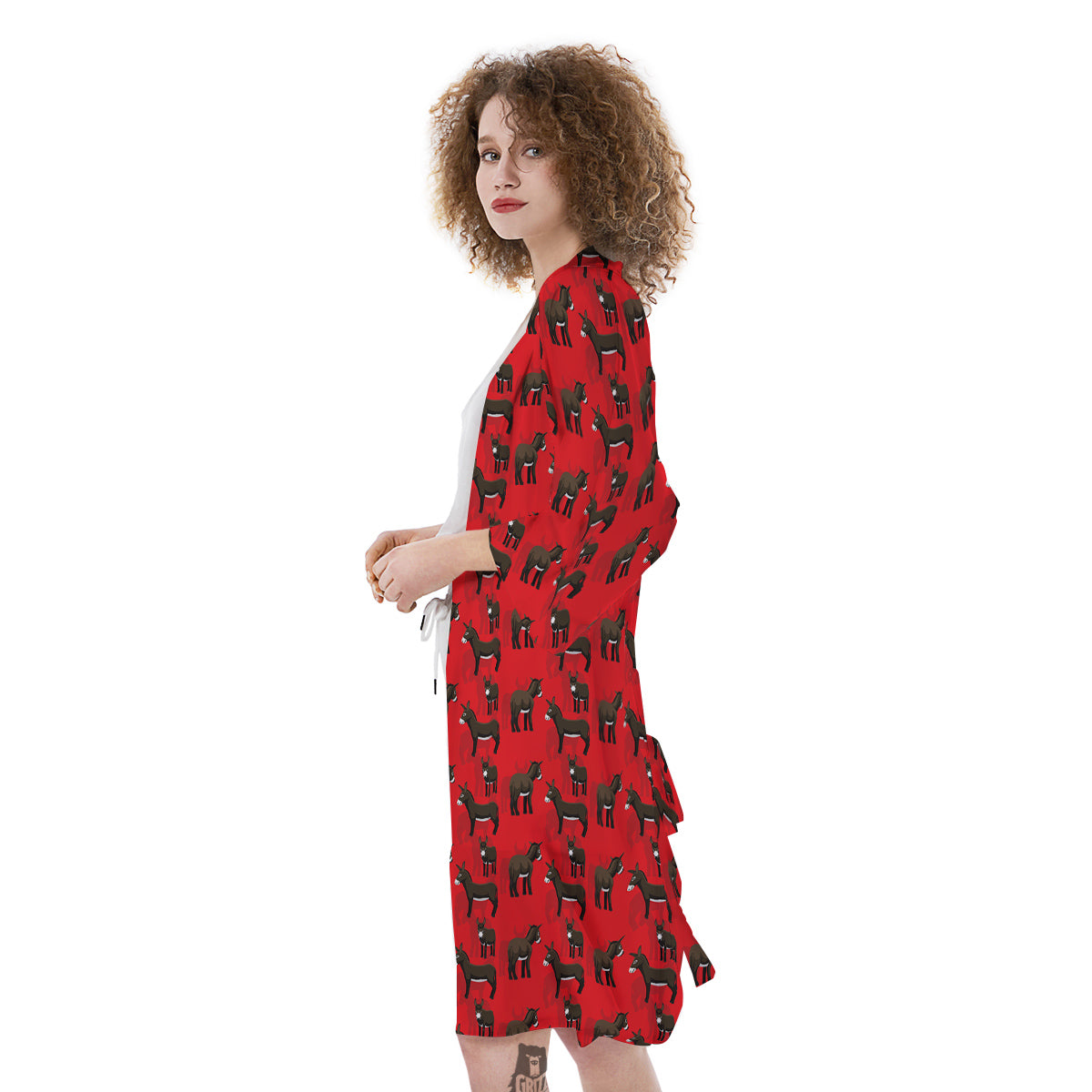 Donkey Balearic Cartoon Print Pattern Kimono-grizzshop