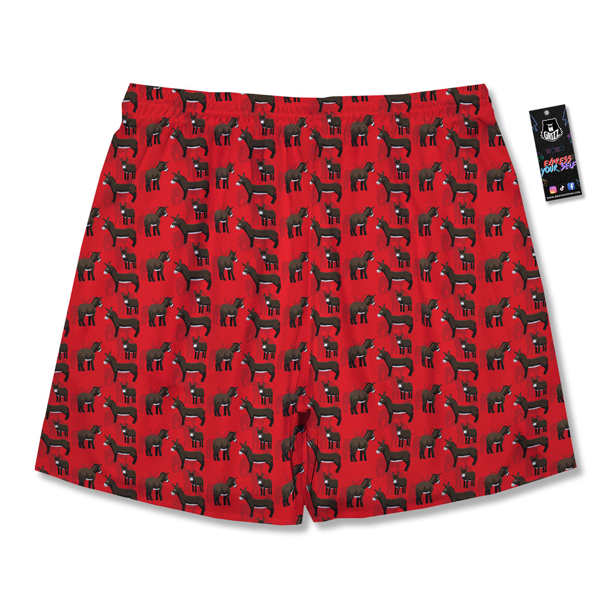 Donkey Balearic Cartoon Print Pattern Men's Running Shorts-grizzshop