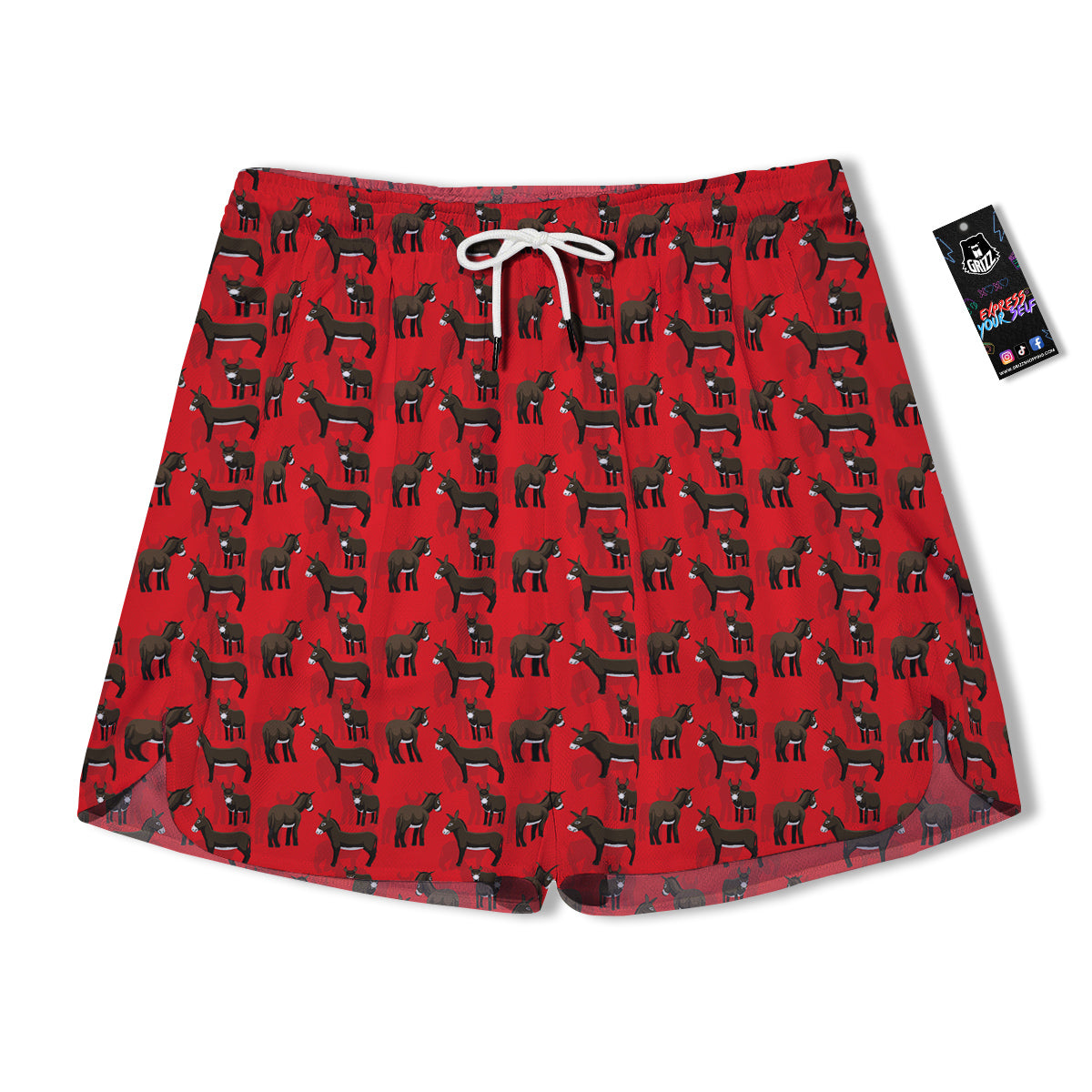 Donkey Balearic Cartoon Print Pattern Men's Running Shorts-grizzshop