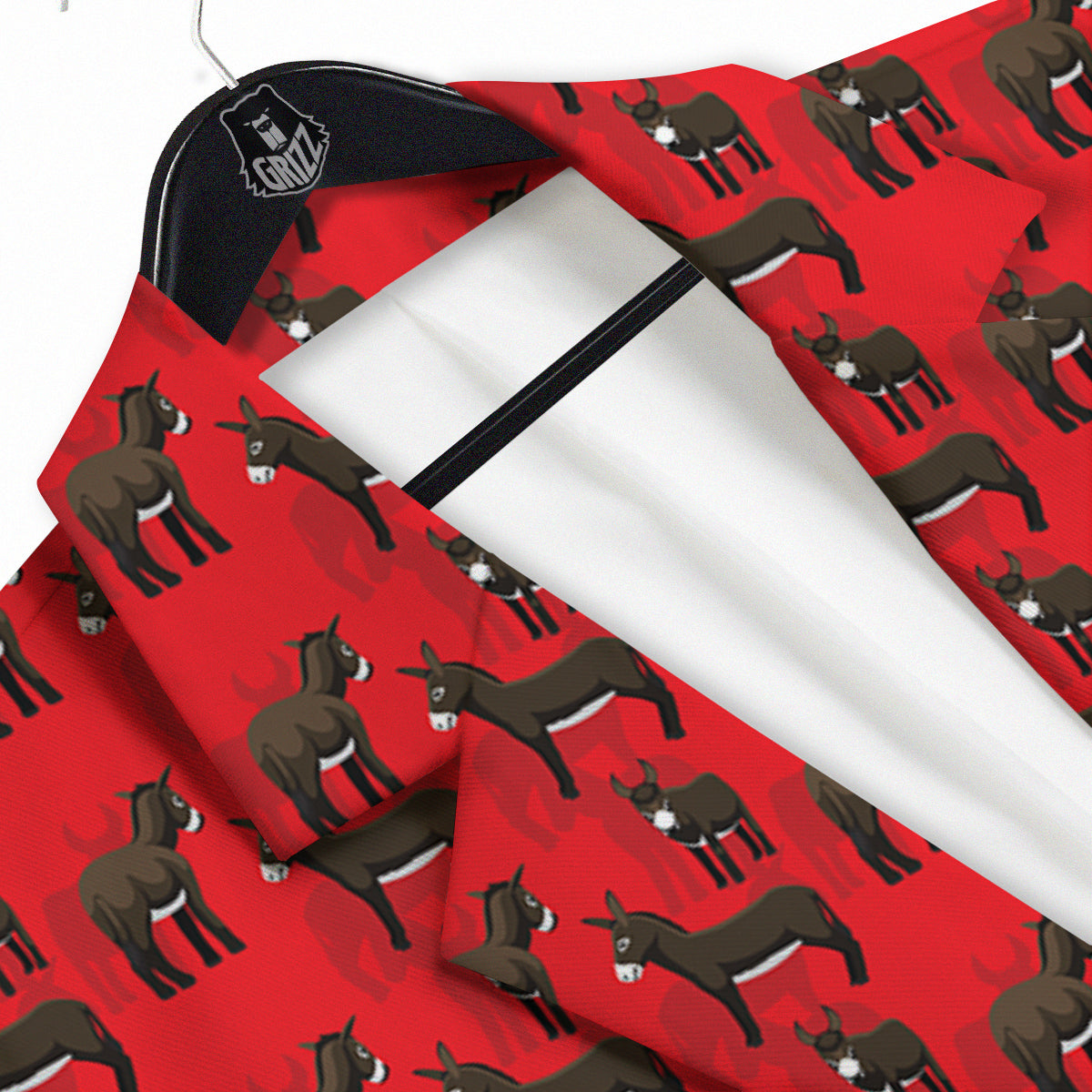 Donkey Balearic Cartoon Print Pattern Men's Sport Coat-grizzshop