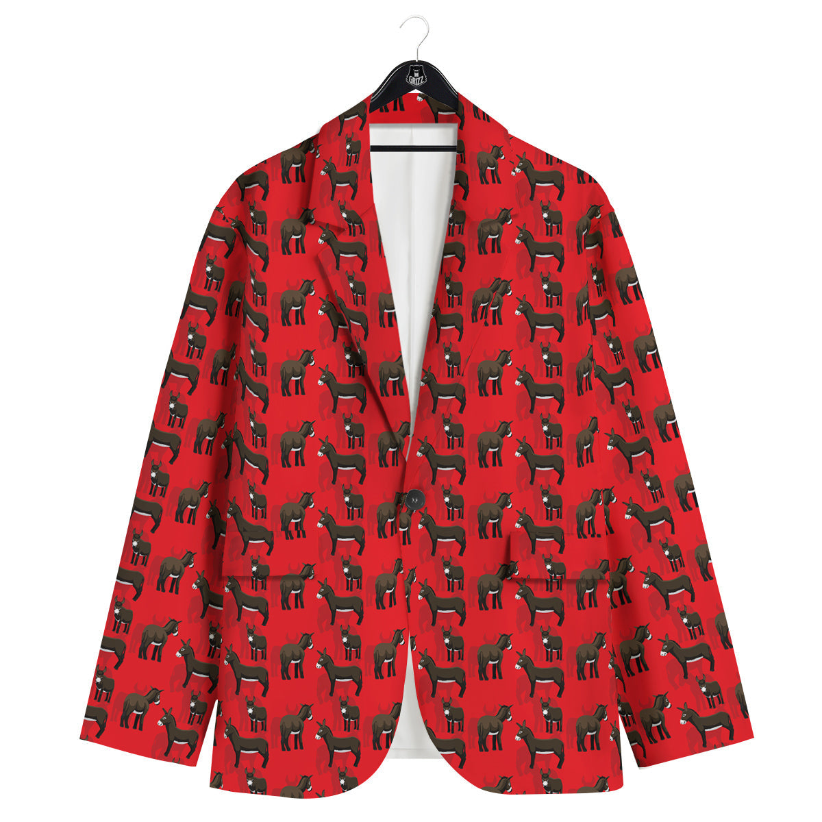 Donkey Balearic Cartoon Print Pattern Men's Sport Coat-grizzshop