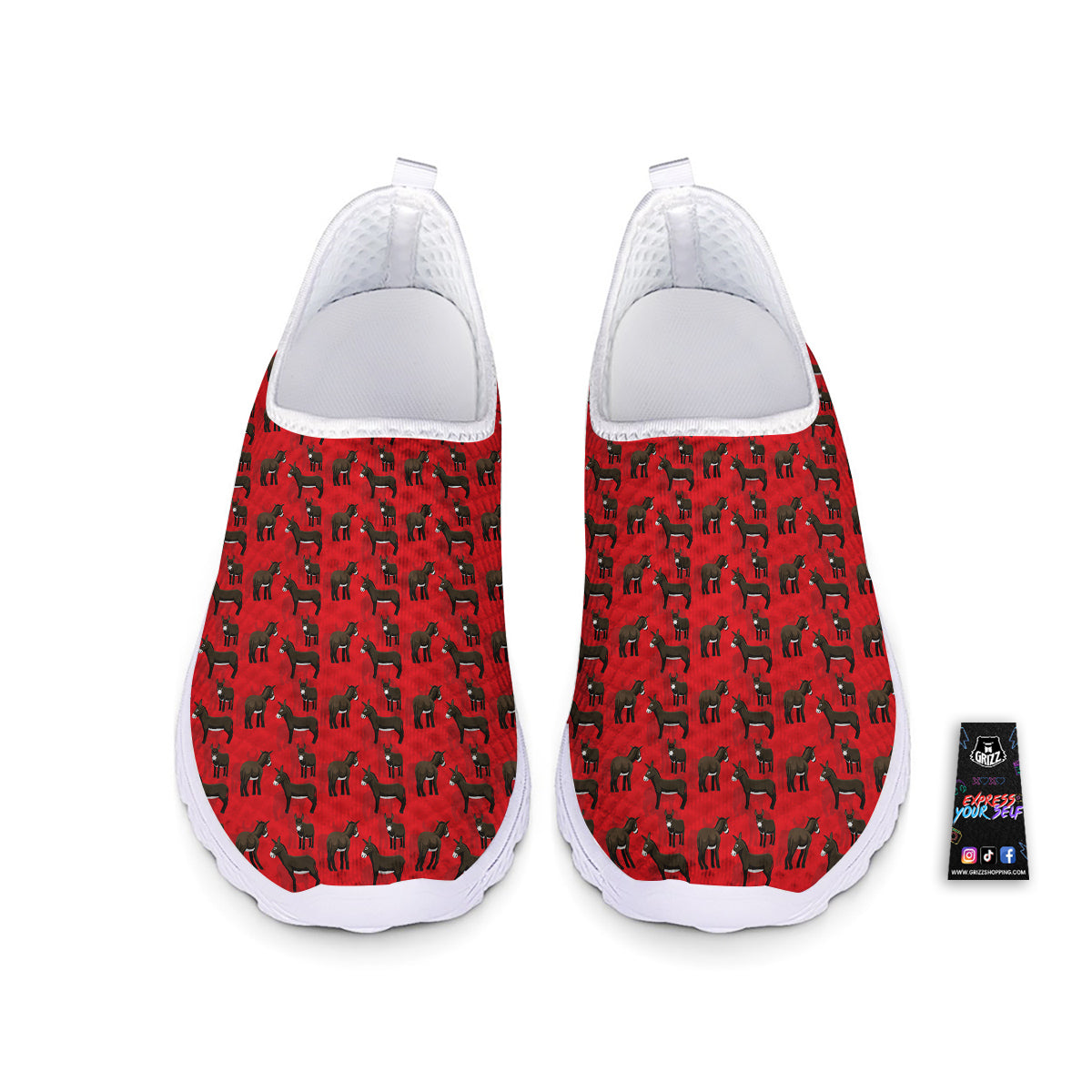 Donkey Balearic Cartoon Print Pattern Nurse Shoes-grizzshop