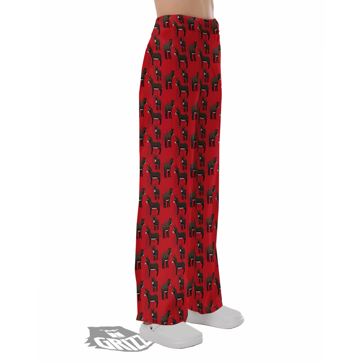 Donkey Balearic Cartoon Print Pattern Pajama Pants-grizzshop