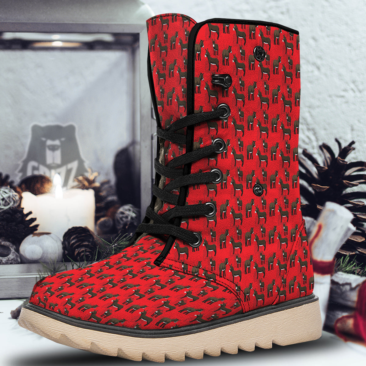 Donkey Balearic Cartoon Print Pattern Snow Boots-grizzshop