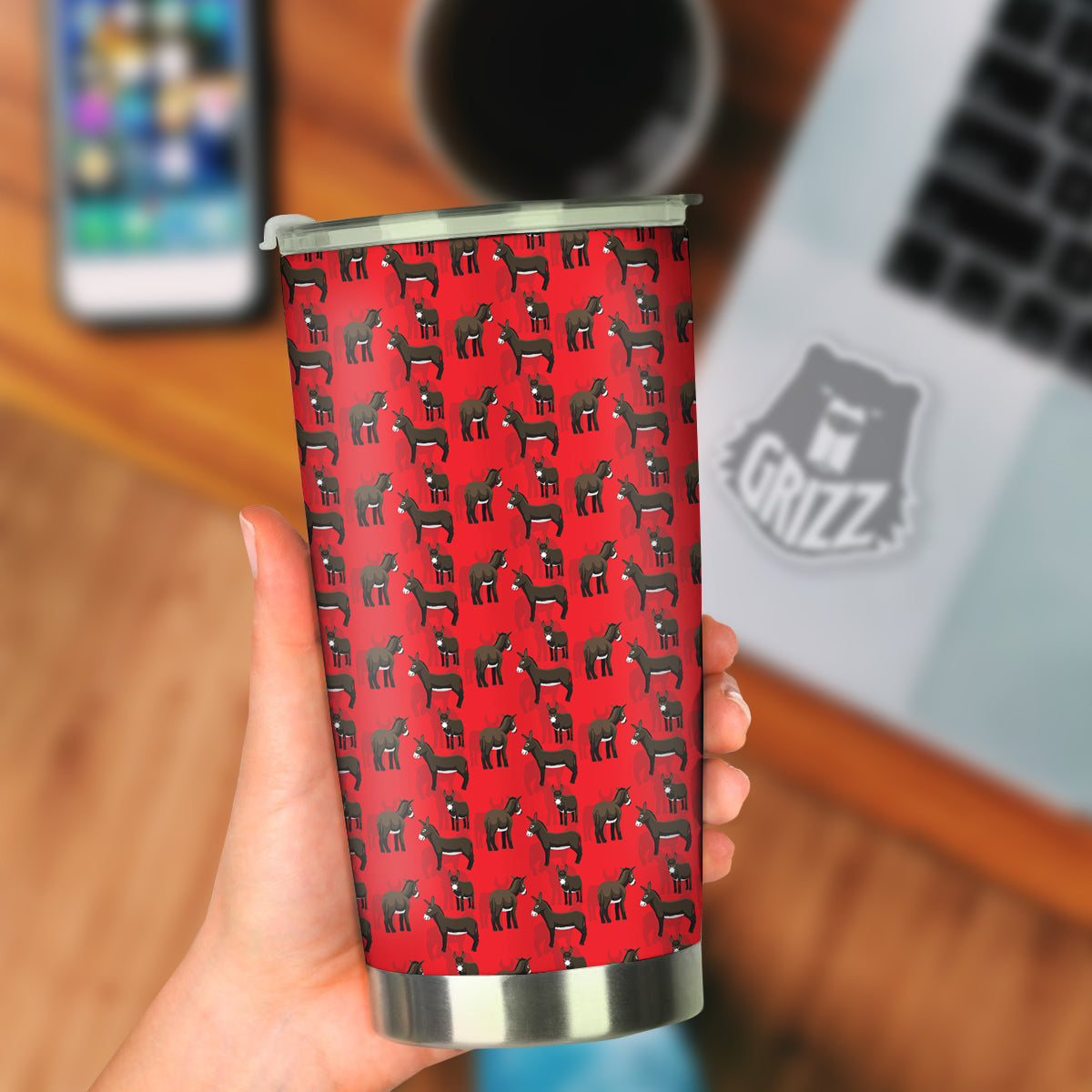 Donkey Balearic Cartoon Print Pattern Tumbler-grizzshop