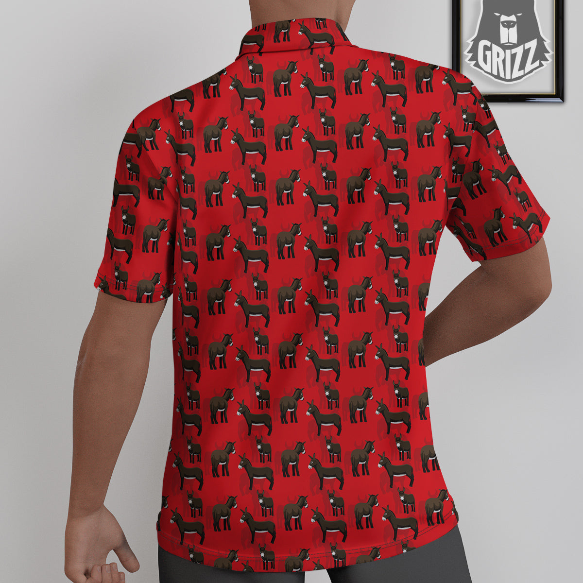 Donkey Balearic Cartoon Print Pattern Untucked Shirts-grizzshop