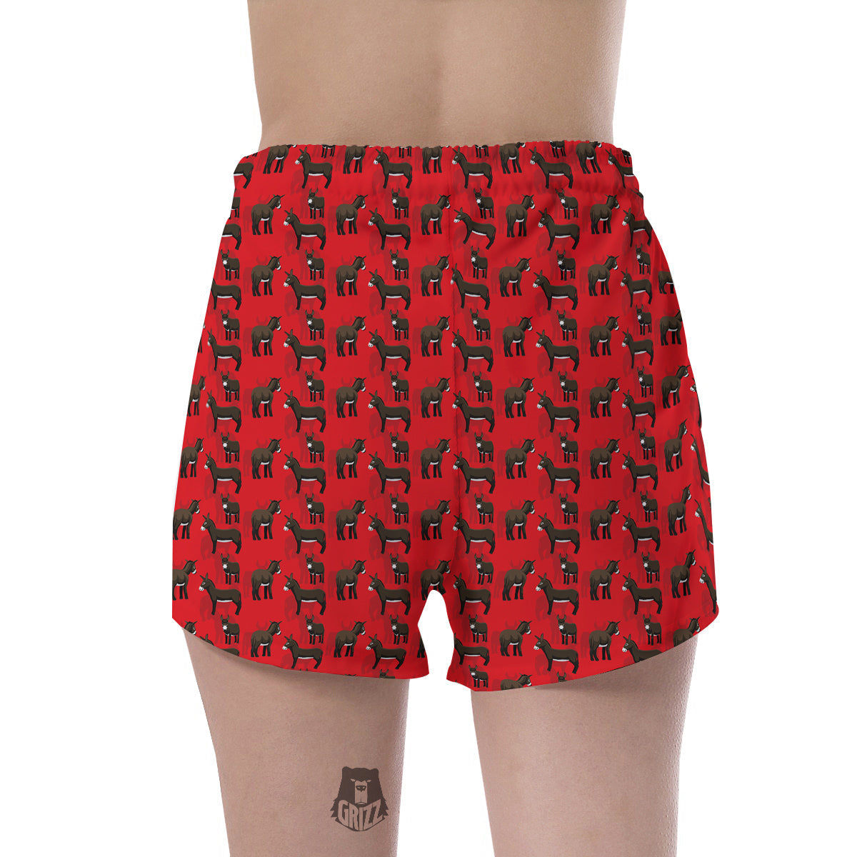 Donkey Balearic Cartoon Print Pattern Women's Shorts-grizzshop