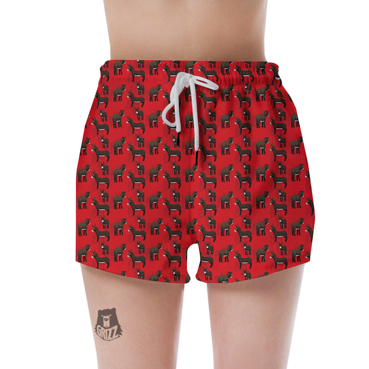 Donkey Balearic Cartoon Print Pattern Women's Shorts-grizzshop