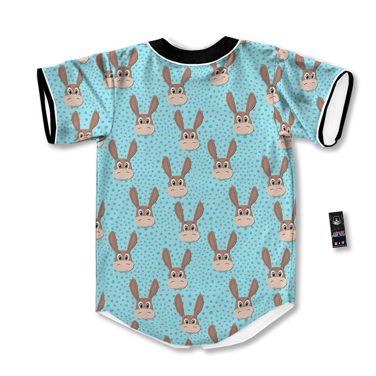 Donkey Cute Cartoon Print Pattern Baseball Jersey-grizzshop