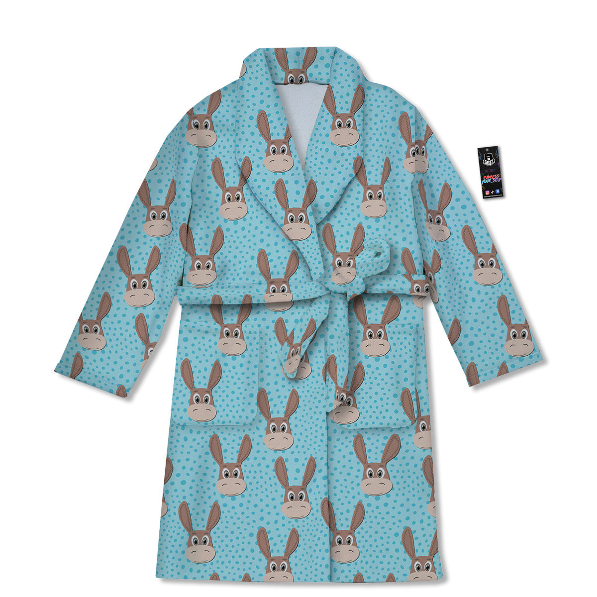 Donkey Cute Cartoon Print Pattern Bathrobe-grizzshop