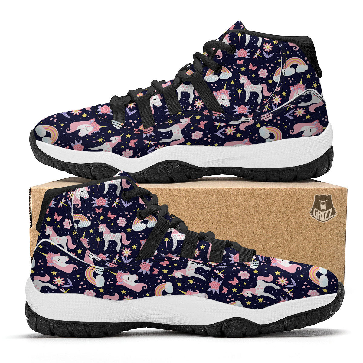 Donkey Cute Cartoon Print Pattern Black Bball Shoes-grizzshop