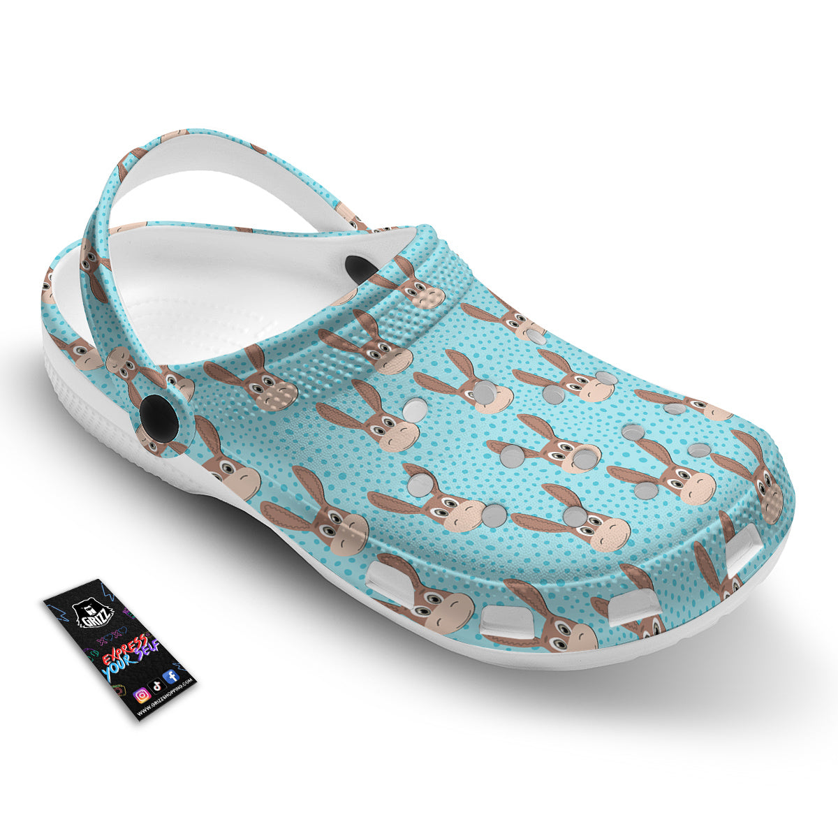 Donkey Cute Cartoon Print Pattern Clog-grizzshop