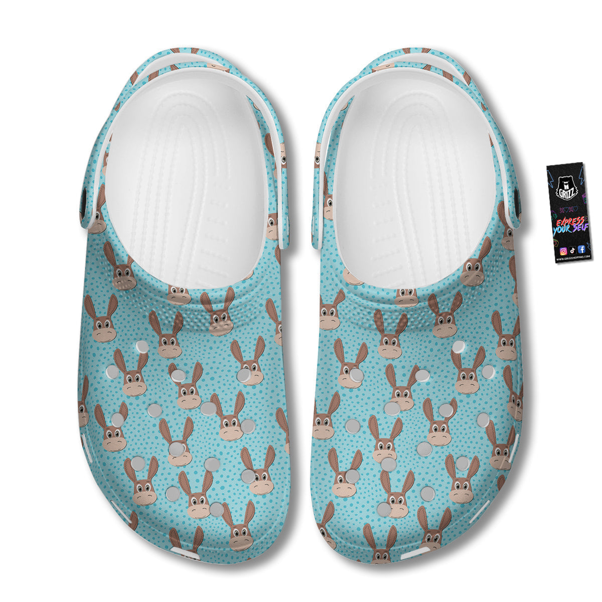Donkey Cute Cartoon Print Pattern Clog-grizzshop