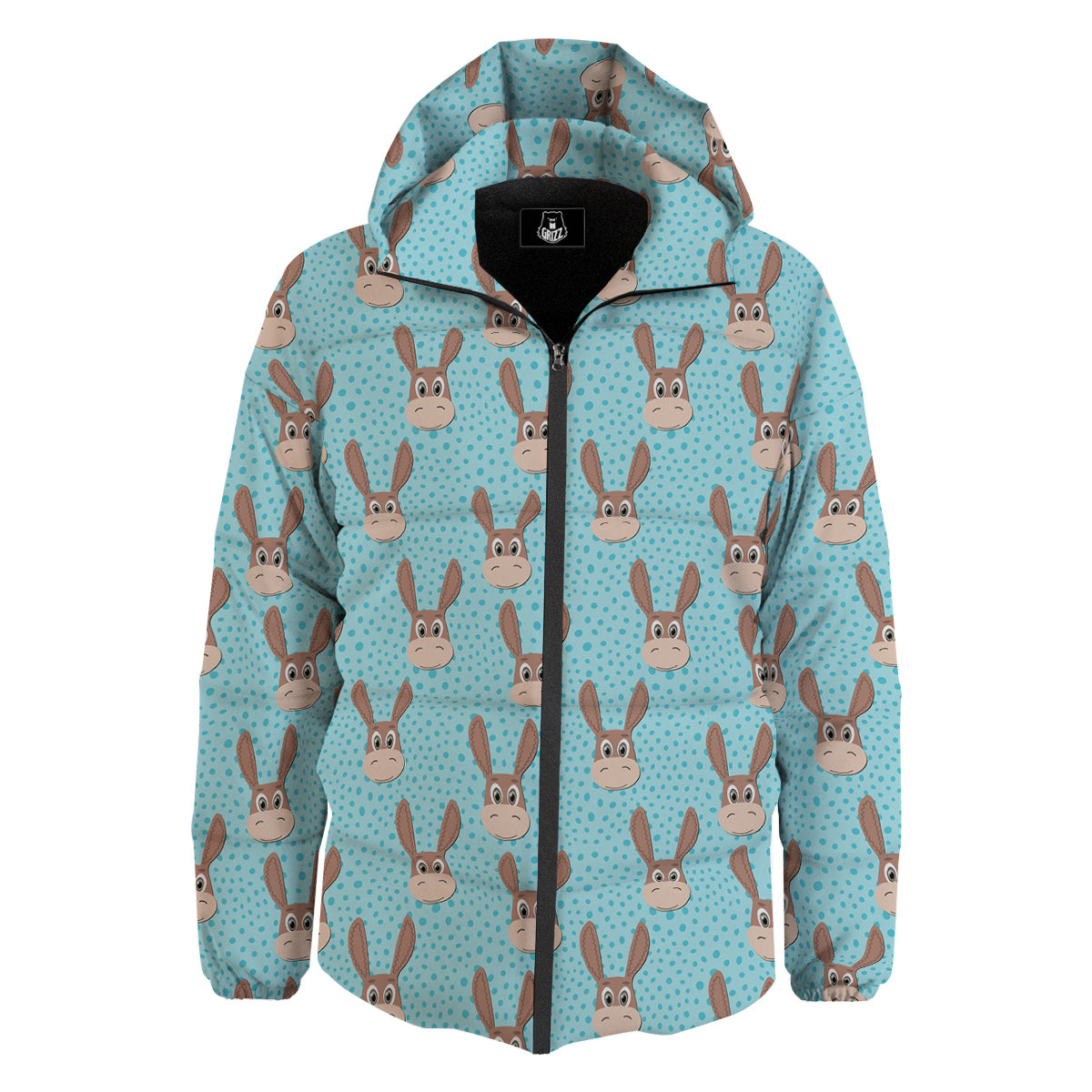 Donkey Cute Cartoon Print Pattern Down Jacket-grizzshop