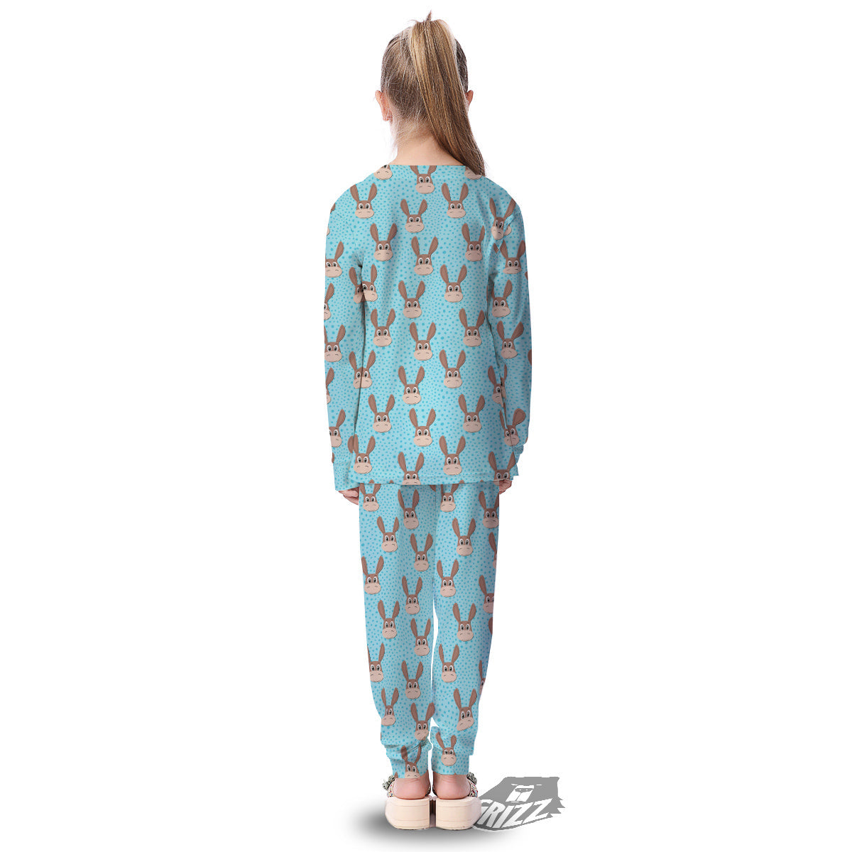 Donkey Cute Cartoon Print Pattern Kid's Pajamas-grizzshop