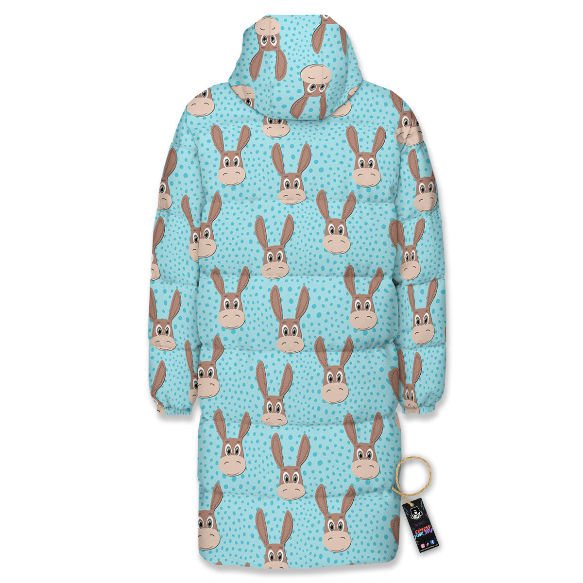 Donkey Cute Cartoon Print Pattern Long Down Jacket-grizzshop