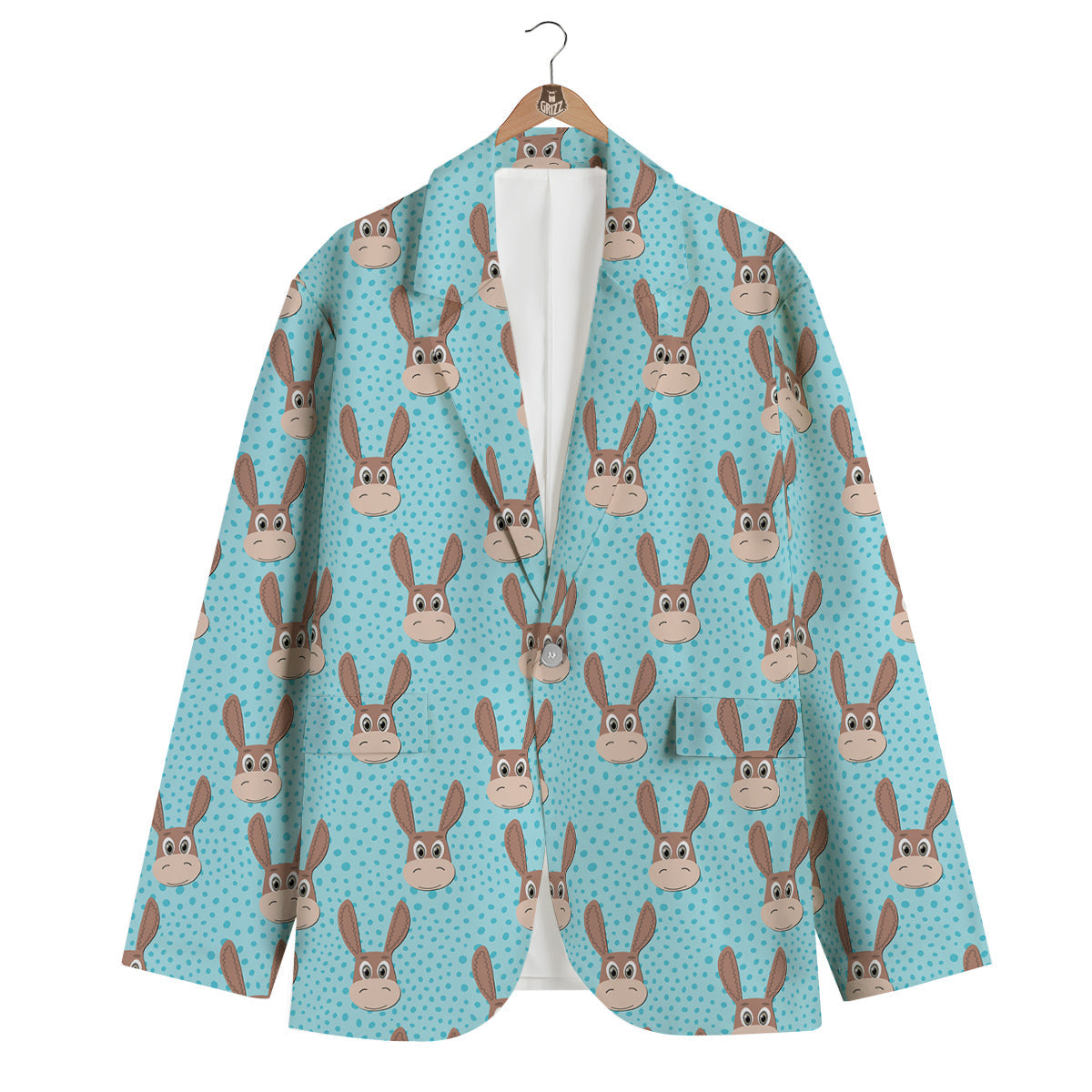 Donkey Cute Cartoon Print Pattern Men's Blazer-grizzshop