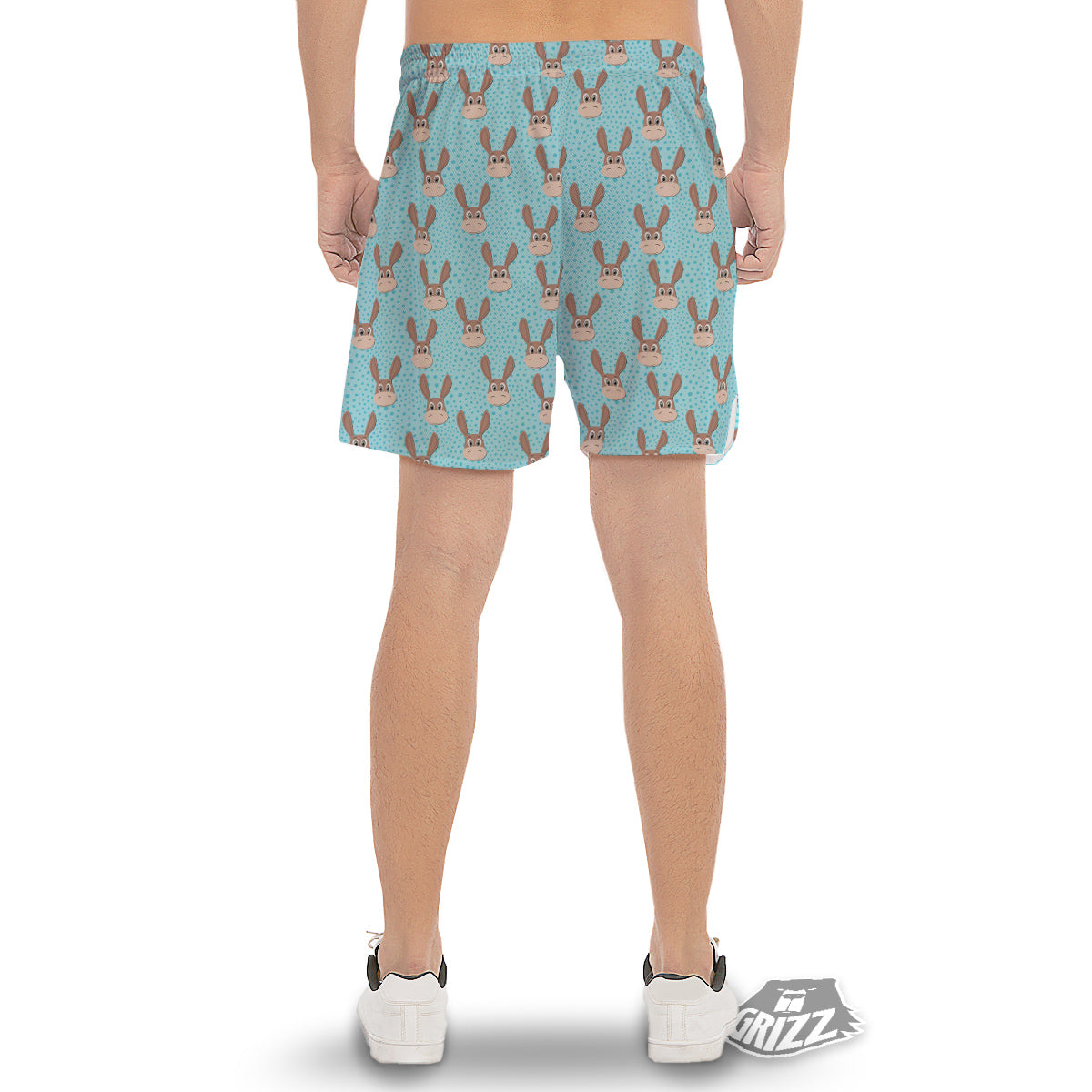 Donkey Cute Cartoon Print Pattern Men's Gym Shorts-grizzshop