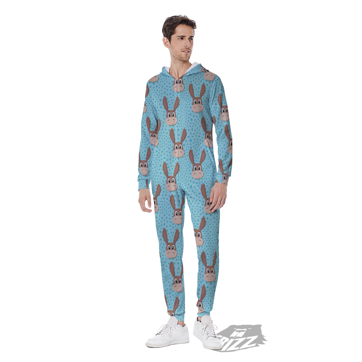 Donkey Cute Cartoon Print Pattern Men's Jumpsuit-grizzshop