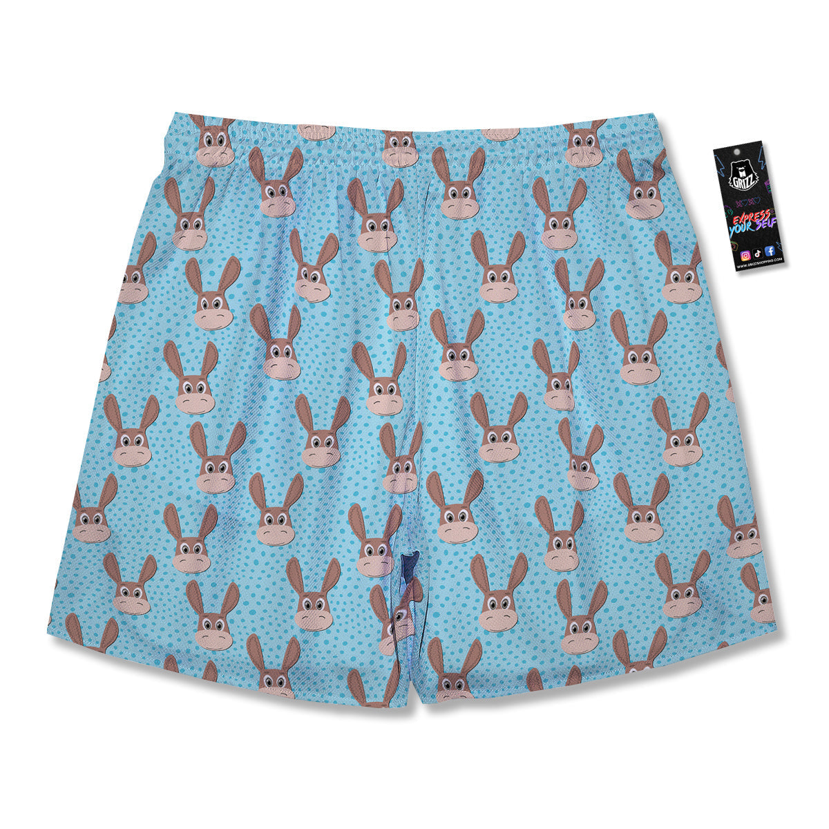 Donkey Cute Cartoon Print Pattern Men's Running Shorts-grizzshop