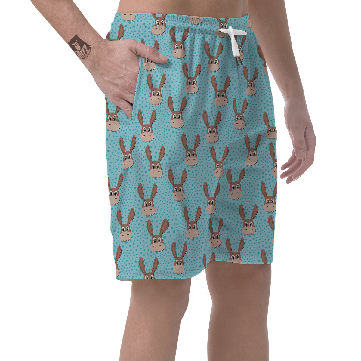 Donkey Cute Cartoon Print Pattern Men's Shorts-grizzshop