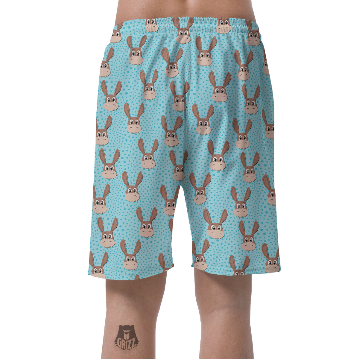 Donkey Cute Cartoon Print Pattern Men's Shorts-grizzshop