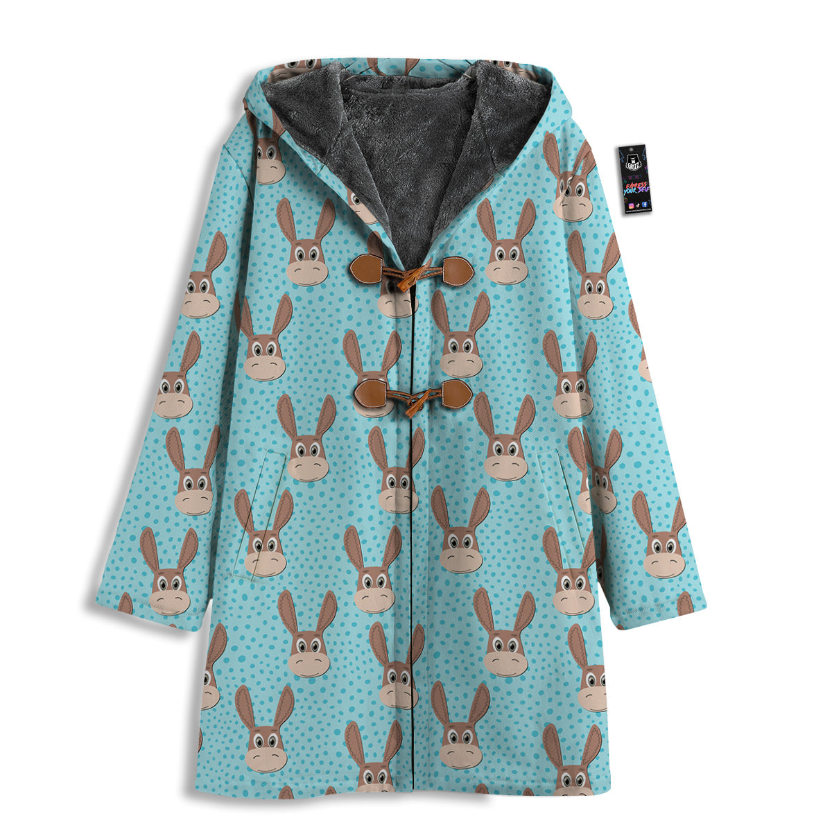 Donkey Cute Cartoon Print Pattern Men's Windbreaker Jacket-grizzshop
