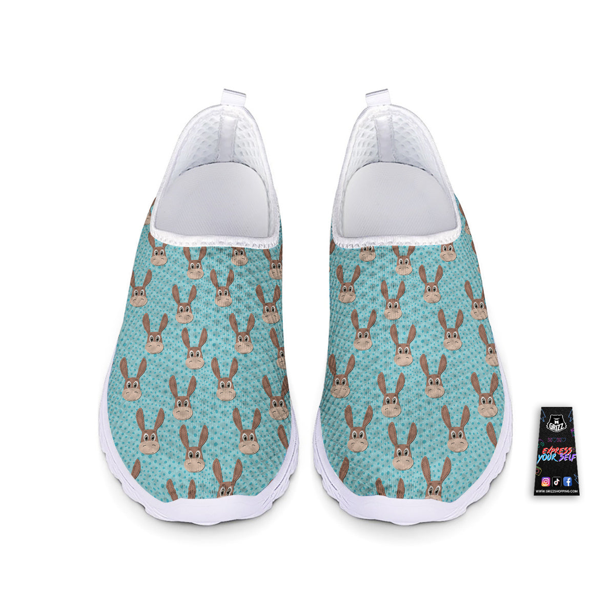 Donkey Cute Cartoon Print Pattern Nurse Shoes-grizzshop