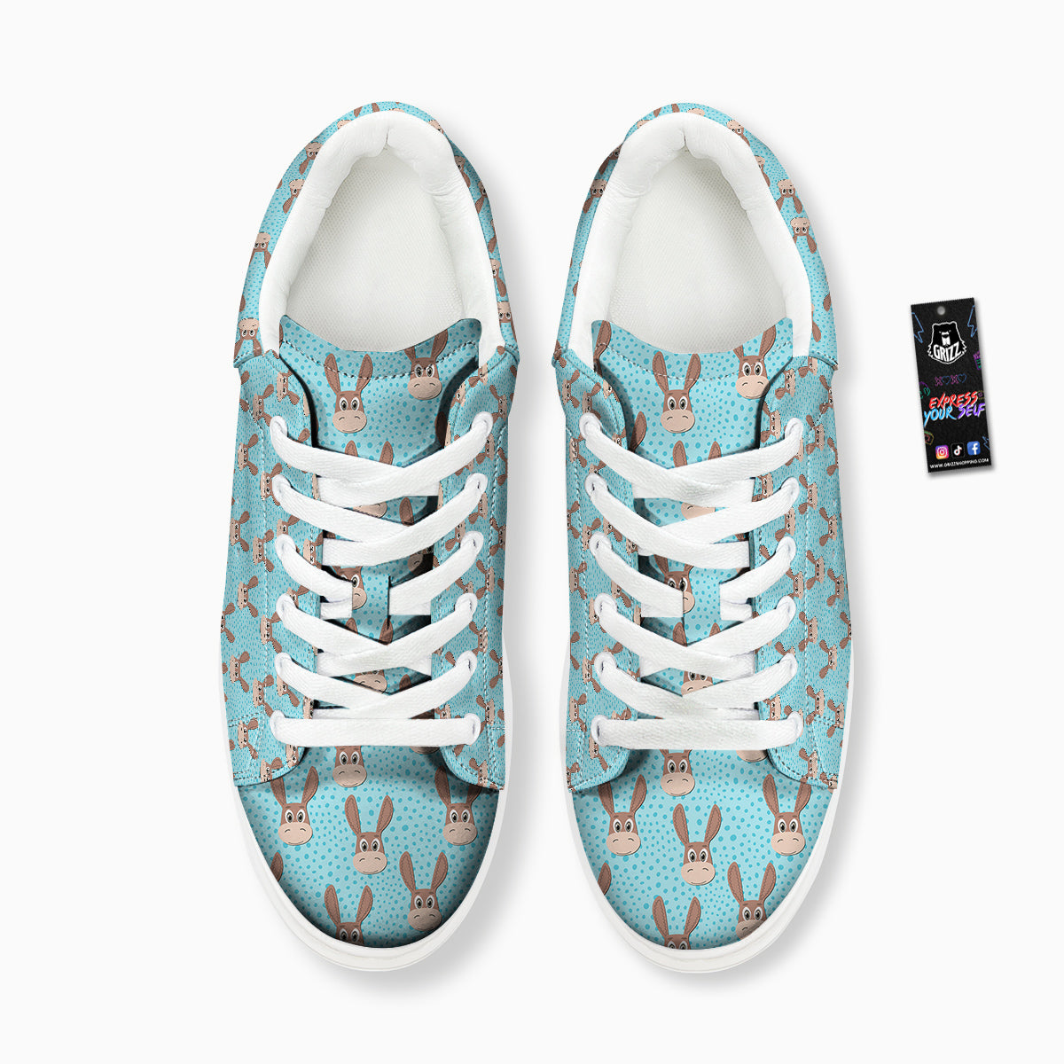 Donkey Cute Cartoon Print Pattern Platform Shoes-grizzshop