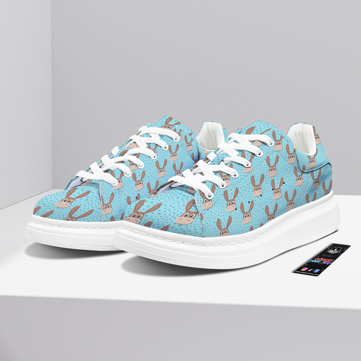 Donkey Cute Cartoon Print Pattern Platform Shoes-grizzshop