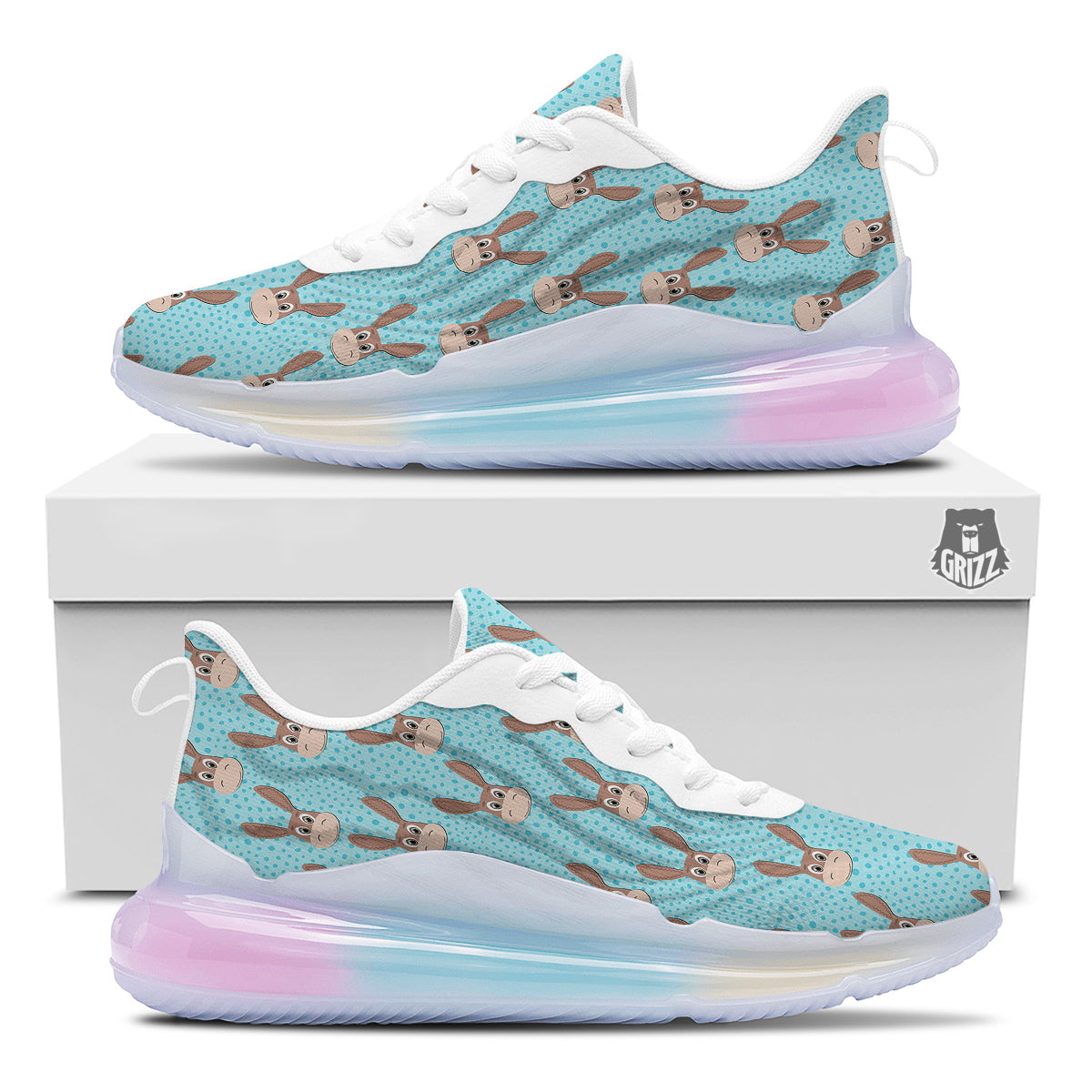 Donkey Cute Cartoon Print Pattern Running Sneakers-grizzshop