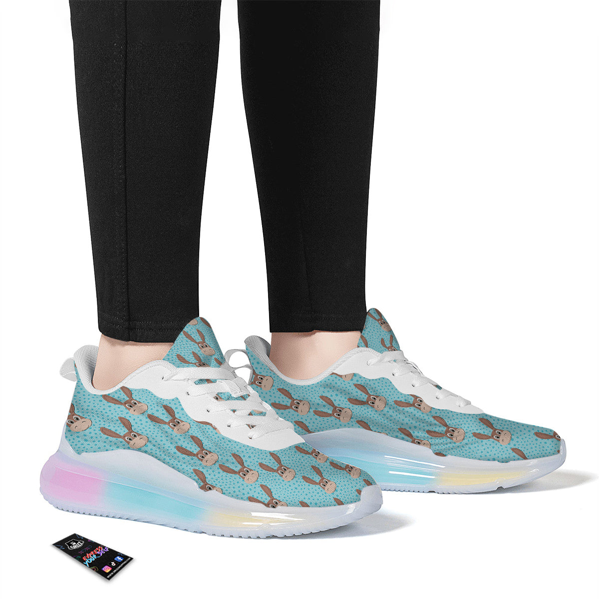 Donkey Cute Cartoon Print Pattern Running Sneakers-grizzshop