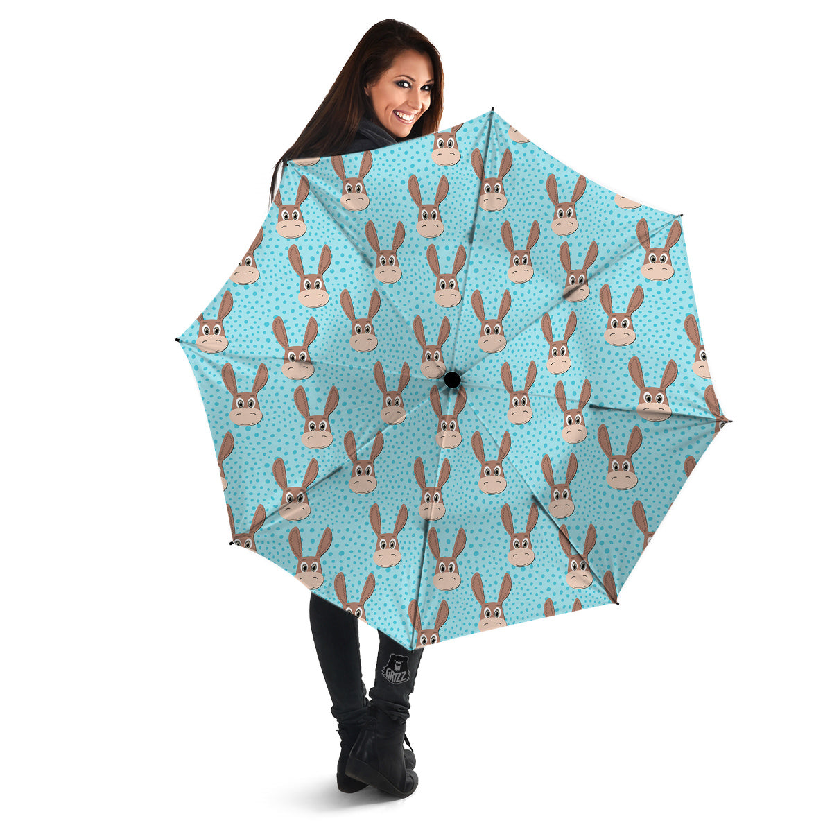 Donkey Cute Cartoon Print Pattern Umbrella-grizzshop