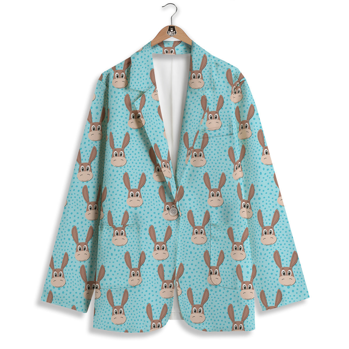 Donkey Cute Cartoon Print Pattern Women's Blazer-grizzshop