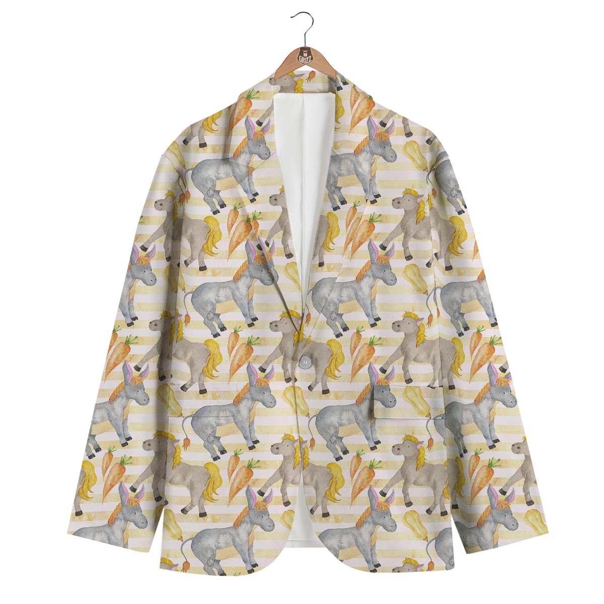Donkey Pattern Print Men's Blazer-grizzshop