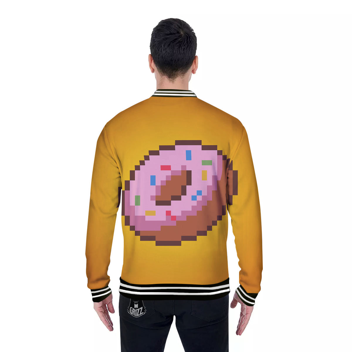 Donut 8-Bit Pixel Print Baseball Jacket-grizzshop