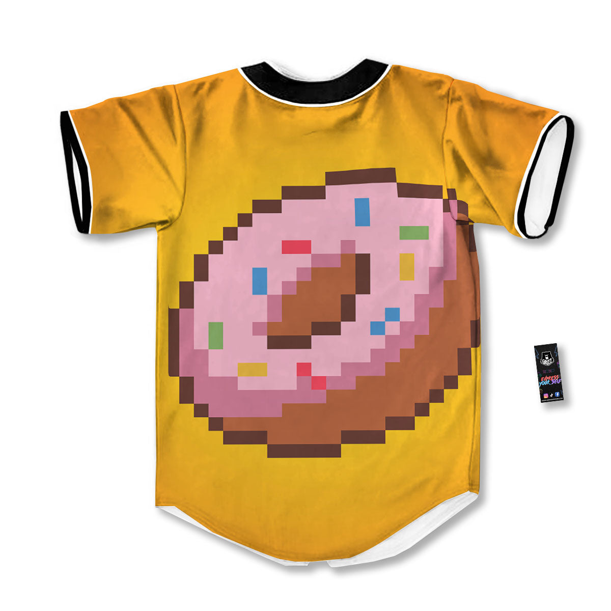 Donut 8-Bit Pixel Print Baseball Jersey-grizzshop