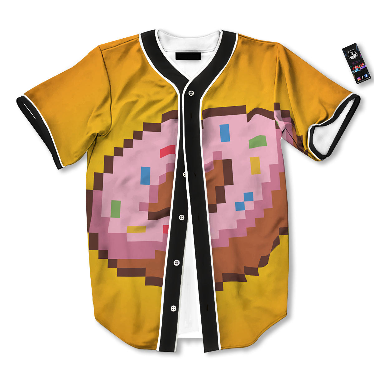 Donut 8-Bit Pixel Print Baseball Jersey-grizzshop