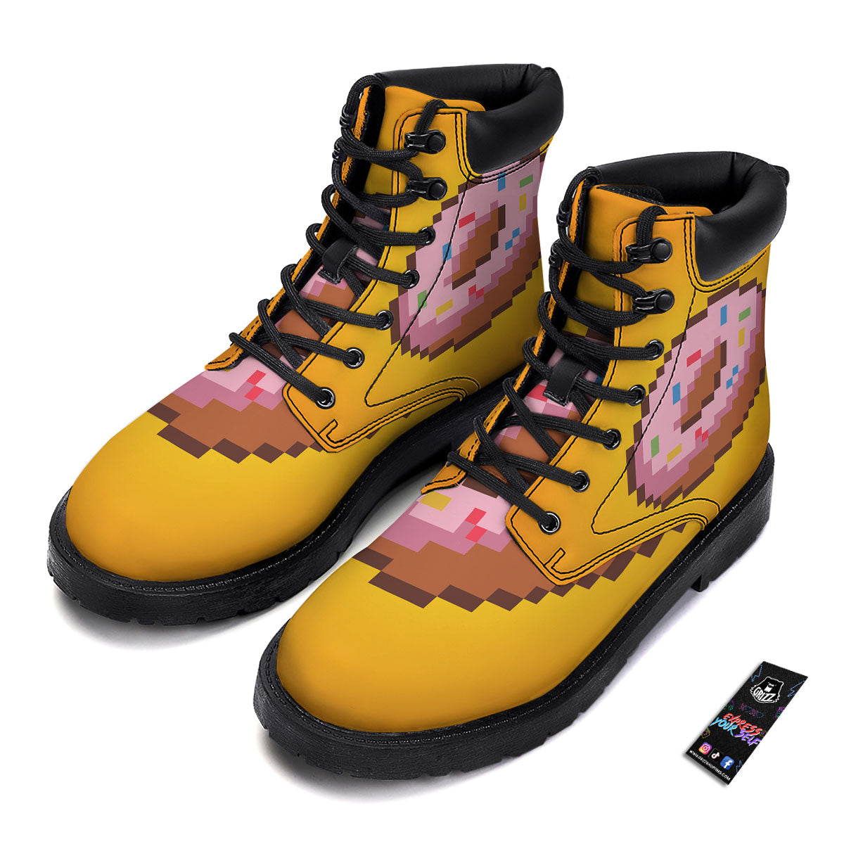 Donut 8-Bit Pixel Print Boots-grizzshop