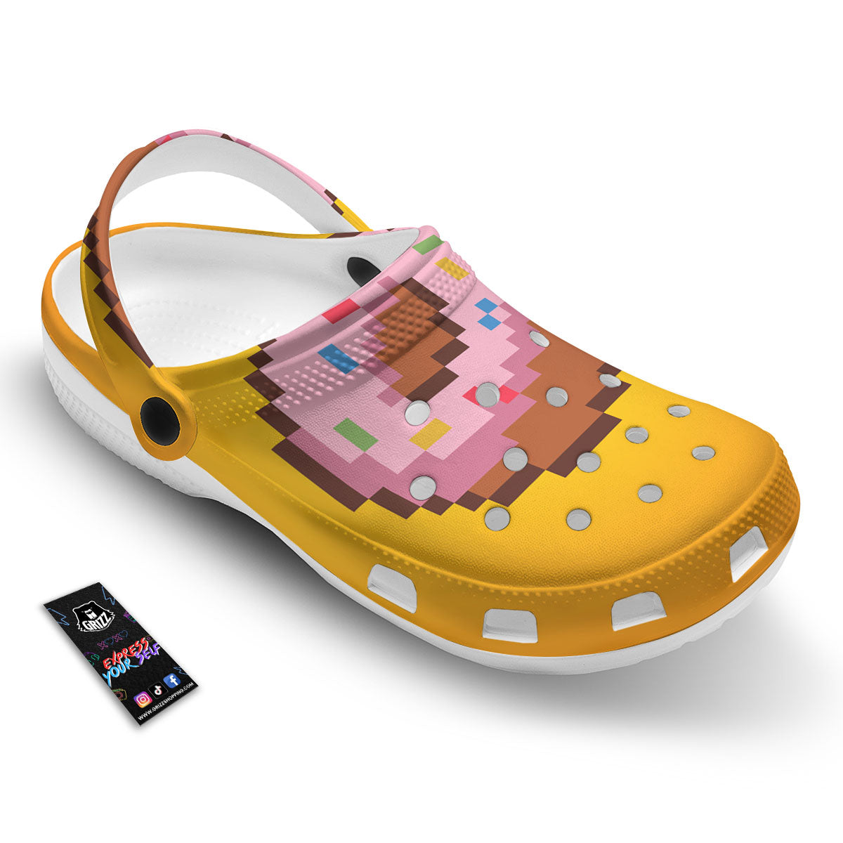 Donut 8-Bit Pixel Print Clog-grizzshop