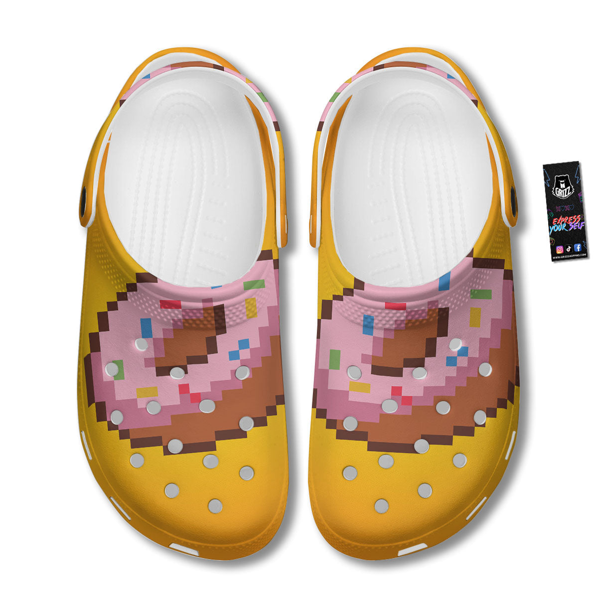 Donut 8-Bit Pixel Print Clog-grizzshop