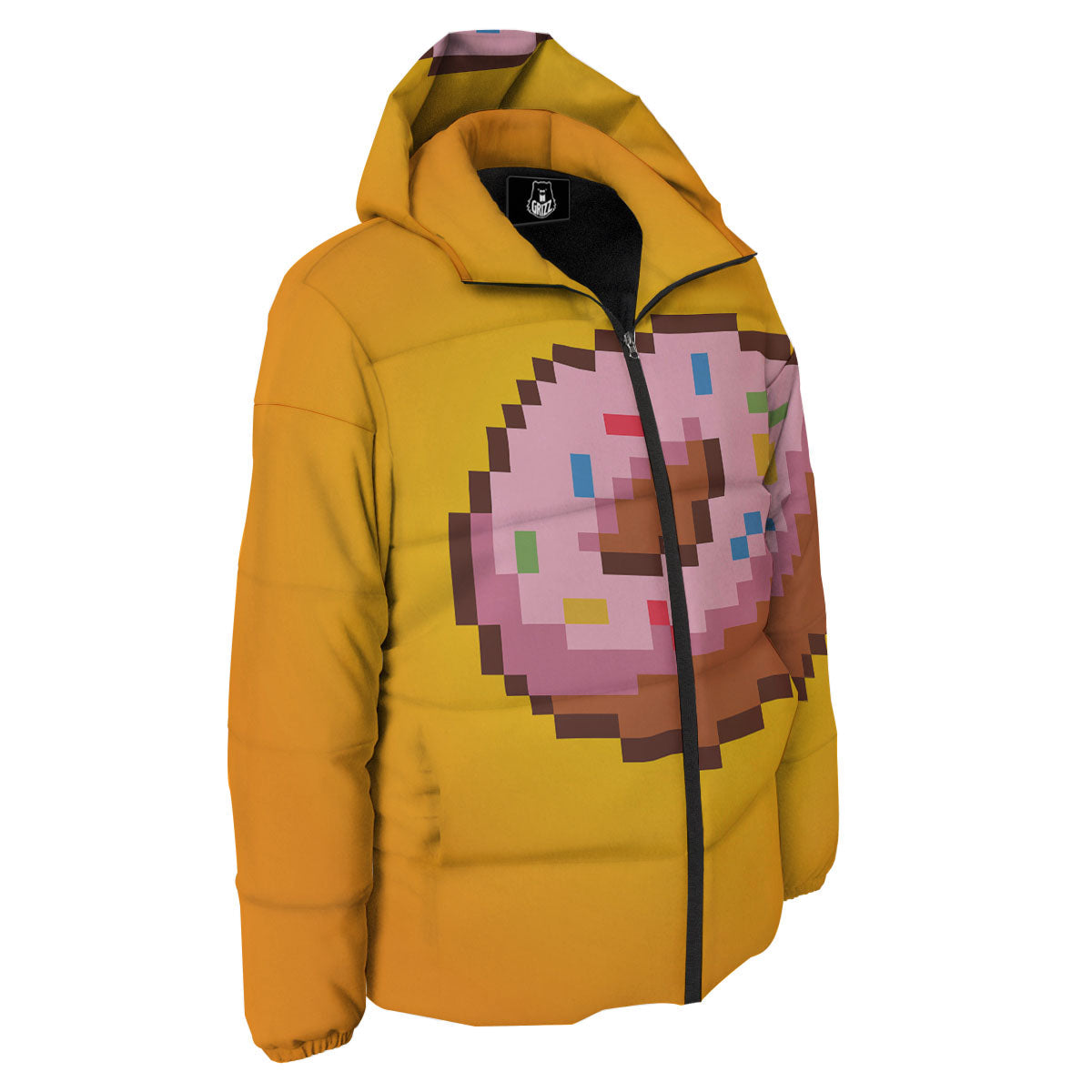 Donut 8-Bit Pixel Print Down Jacket-grizzshop