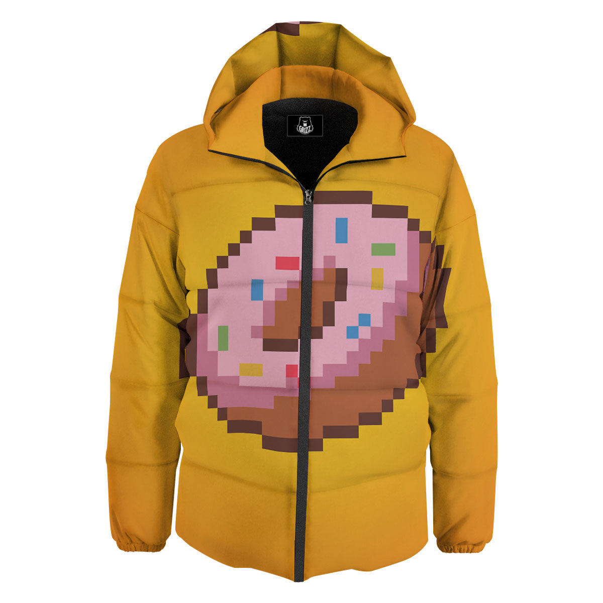 Donut 8-Bit Pixel Print Down Jacket-grizzshop
