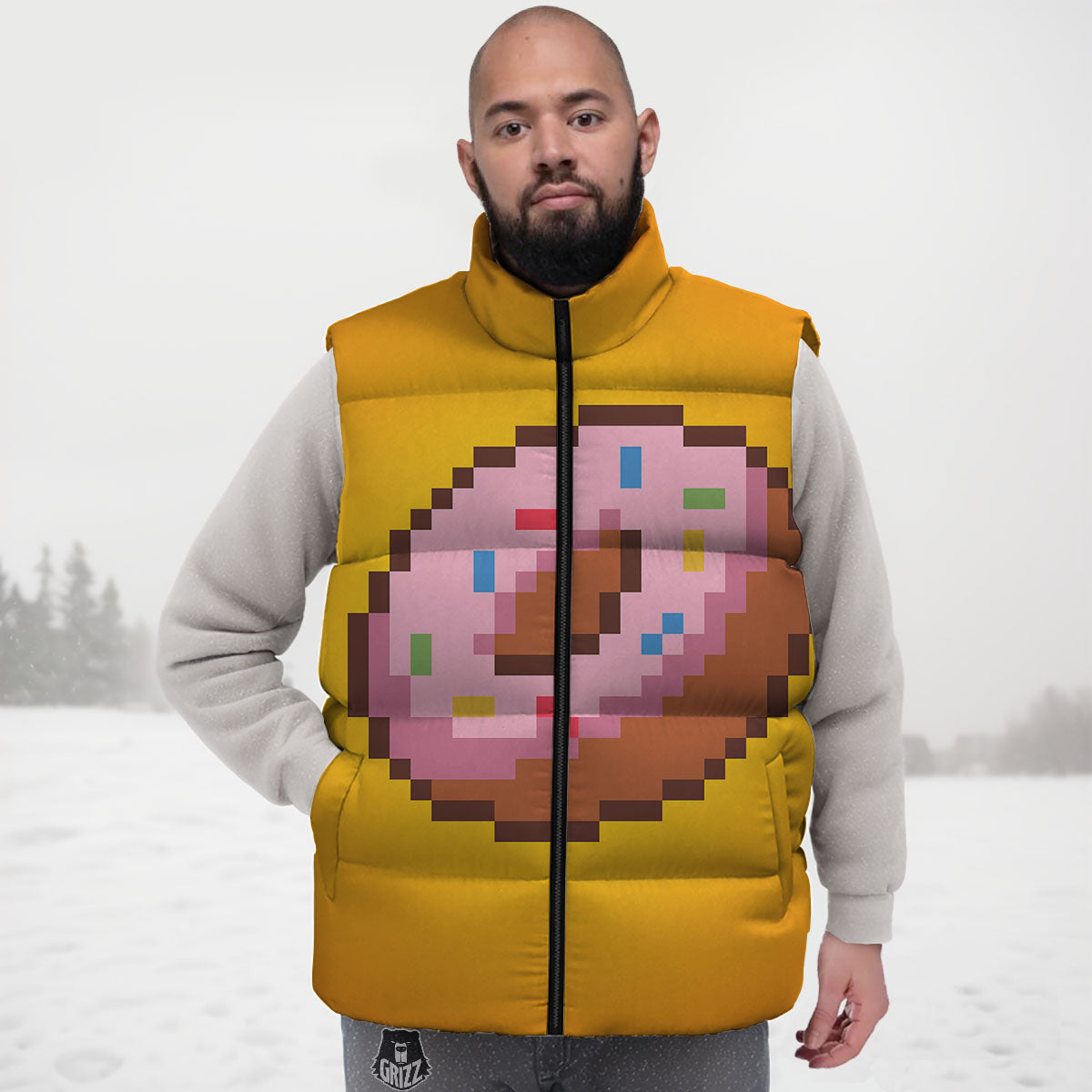 Donut 8-Bit Pixel Print Down Vest