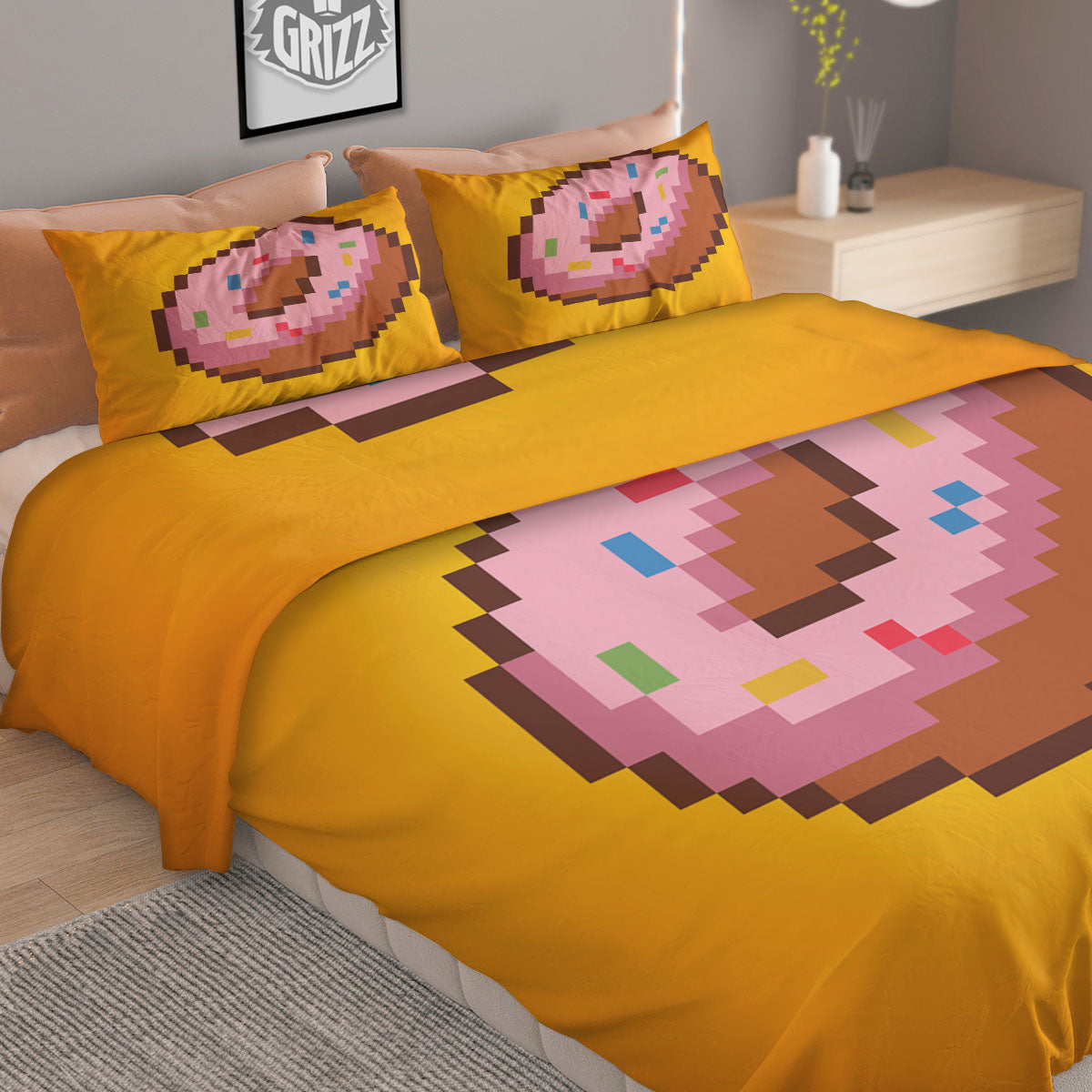 Donut 8-Bit Pixel Print Duvet Cover Bedding Set