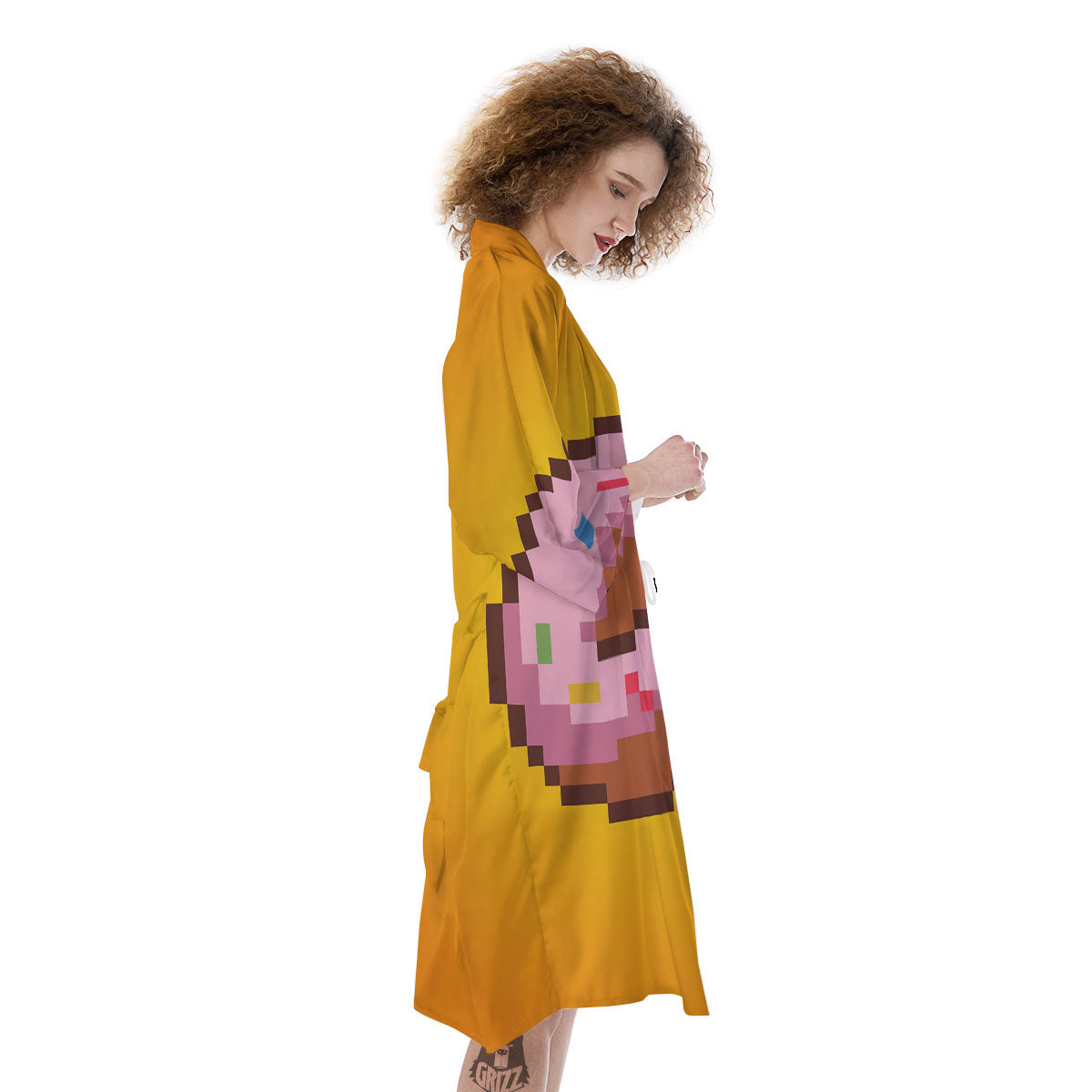 Donut 8-Bit Pixel Print Kimono-grizzshop