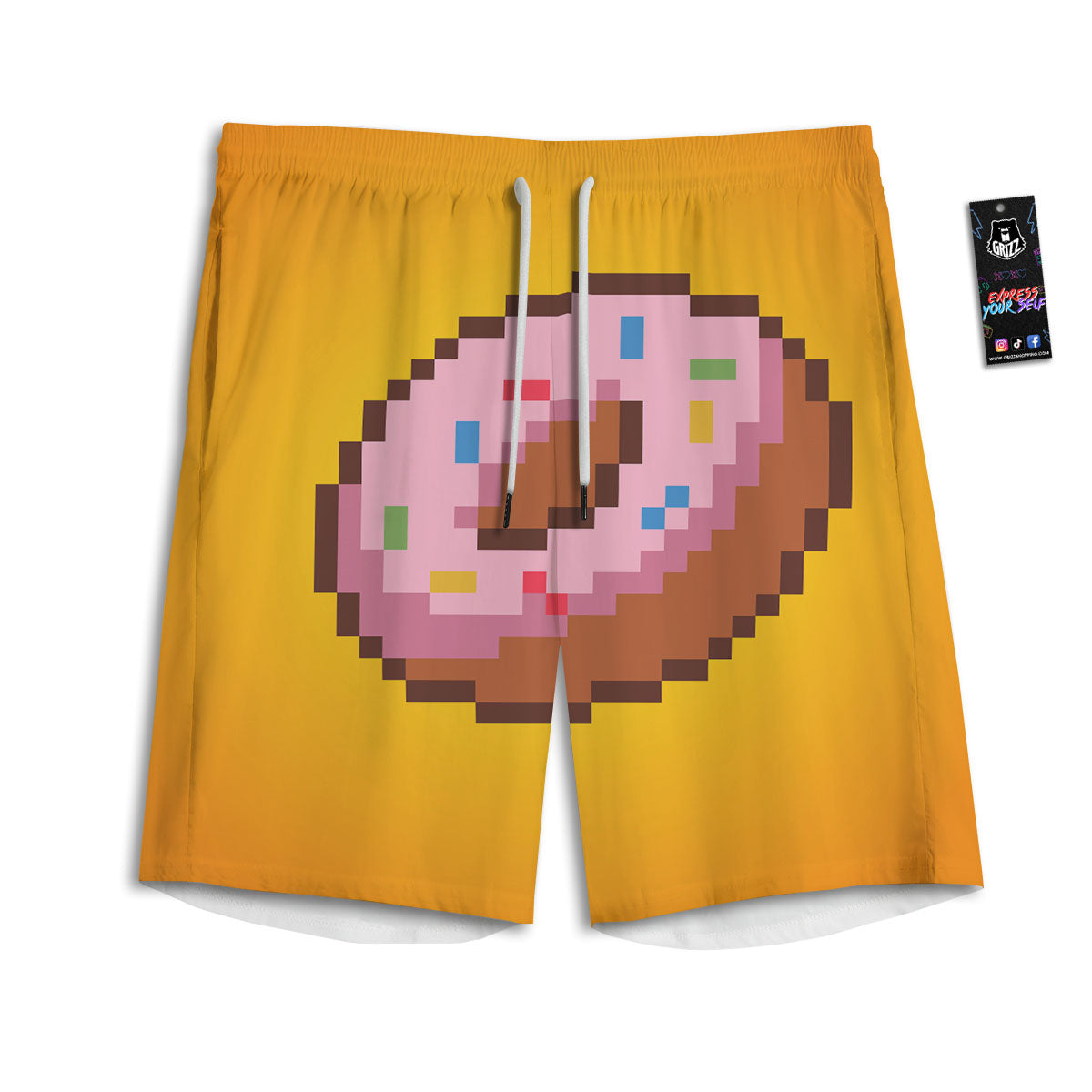 Donut 8-Bit Pixel Print Men's Athletic Shorts