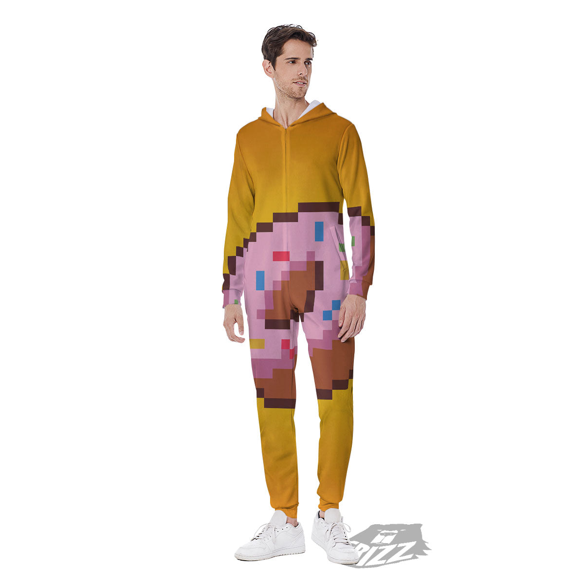 Donut 8-Bit Pixel Print Men's Jumpsuit-grizzshop