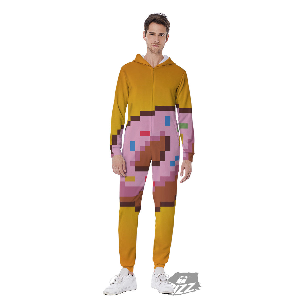 Donut 8-Bit Pixel Print Men's Jumpsuit-grizzshop