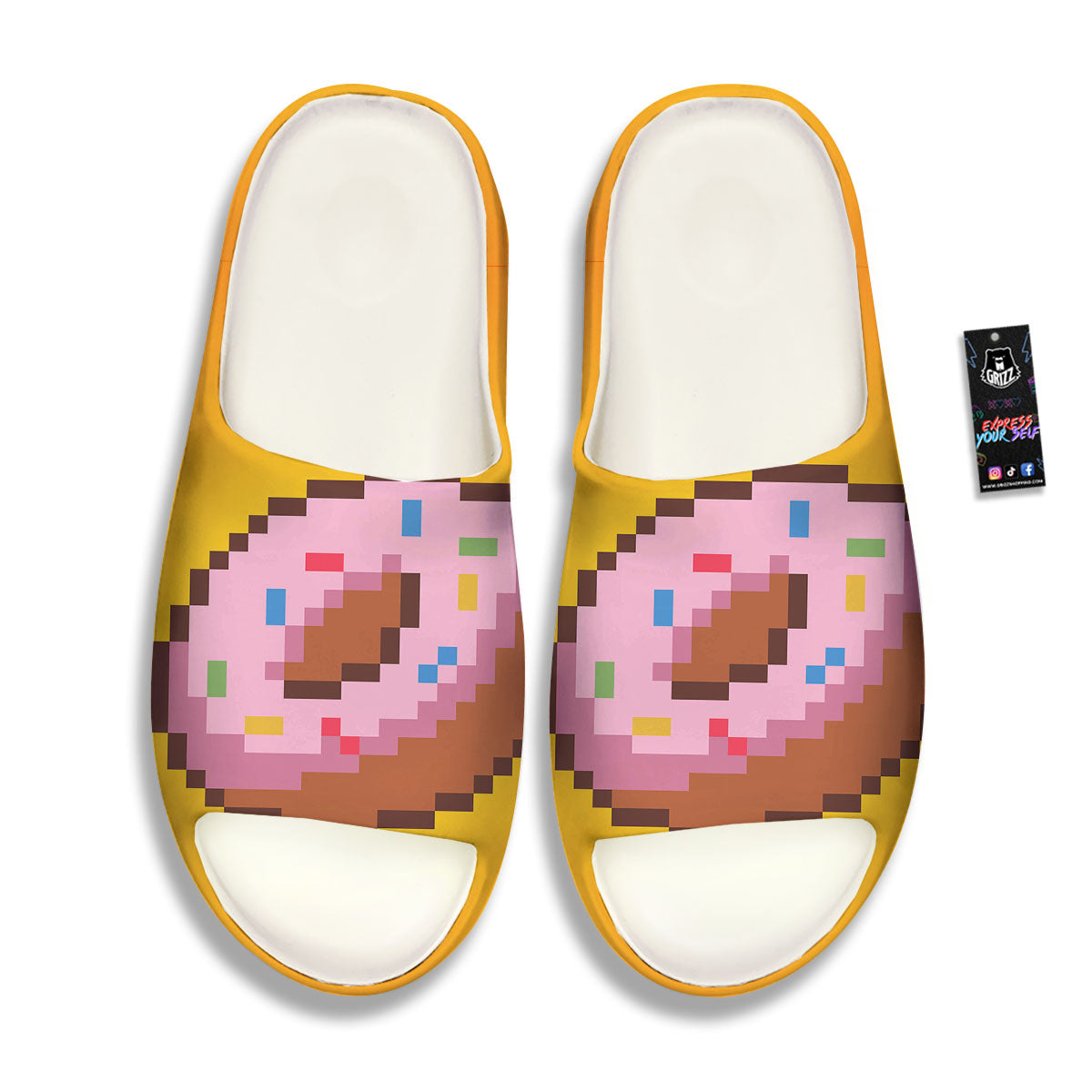 Donut 8-Bit Pixel Print Sandals-grizzshop